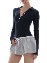 Ribbed Long Sleeve Elastic Waist Patchwork Mini Dress